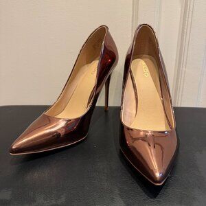 ALDO Stessy 2.0  Bronze Copper Metallic Stilettos Shiny Mirror